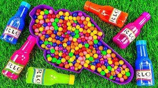3 Minutes Satisfying ASMR with Mixing All My Glossy Beads in Ice Cream Bathtub with Rainbow Slime