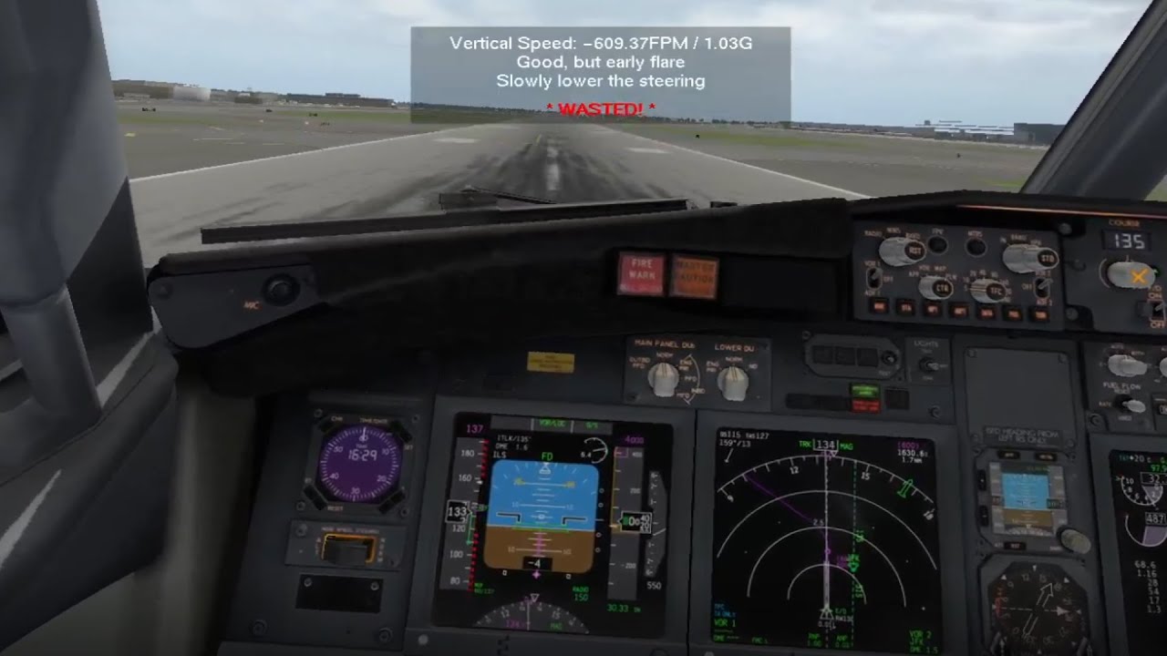 Bad landing and subsequent go-around | Boeing 737-800 | Wind Shear Alert | X-Plane 11