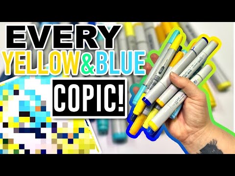 Drawing with EVERY BLUE + YELLOW COPIC I OWN! - Art Challenge!