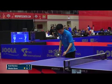 2016 NCTTA Nationals Men's Singles R16 - Emil Santos (Wesleyan) vs Weida Guan (Ohlone)