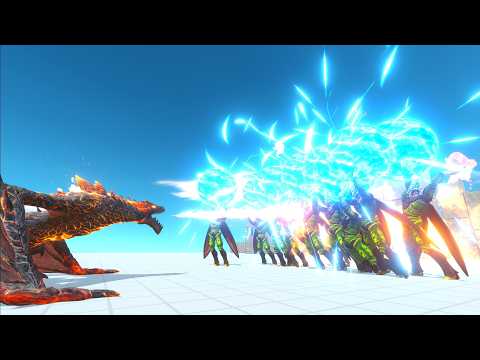 Lava dragon vs 10 superhero clone animal revolt battle simulator