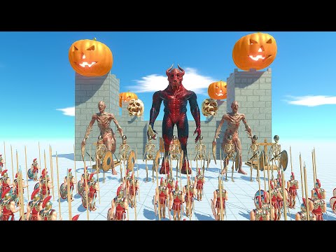 NEW DEMON FAMILY defending spooky castle vs all units - animal revolt kazorag - strategymoon