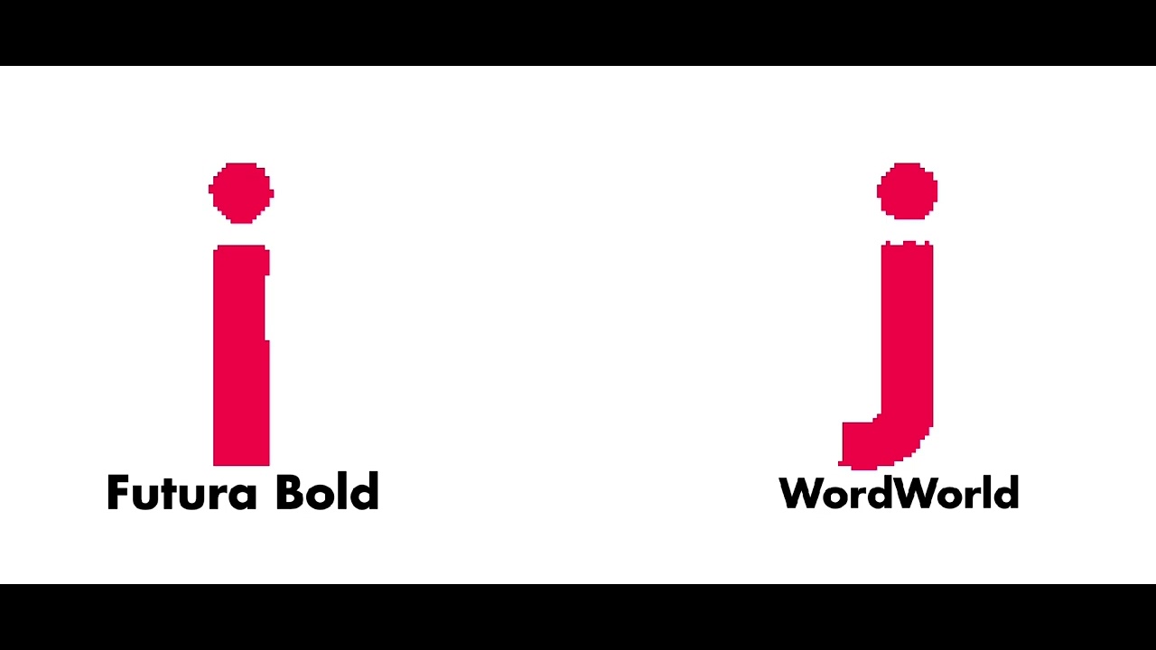 Comparison between the Futura Bold font and the WordWorld font for @JustinCandyCrushLetterSchoolFo