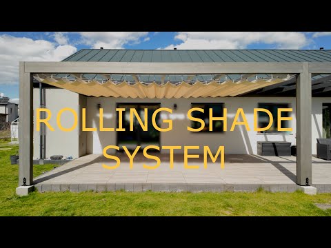 SlideCanopy - slide on wire canopy system. Roleta rzymska pozioma, przesuwne zadaszenie do pergoli.