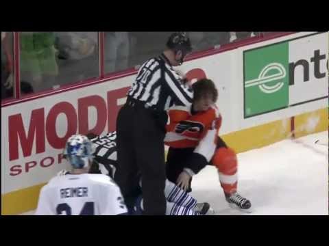 Dion Phaneuf vs Scott Hartnell - Feb 9th 2012 (HD)