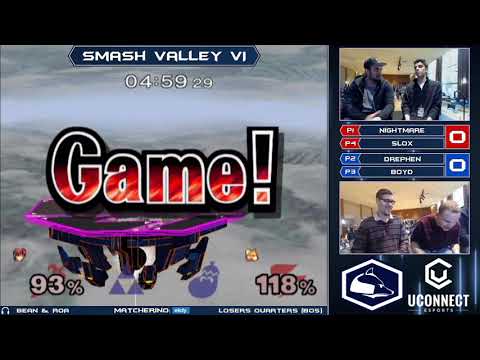 Smash Valley VI Melee Doubles - Nightmare + Slox (R) vs Drephen + Boyd (B) - Losers Quarters