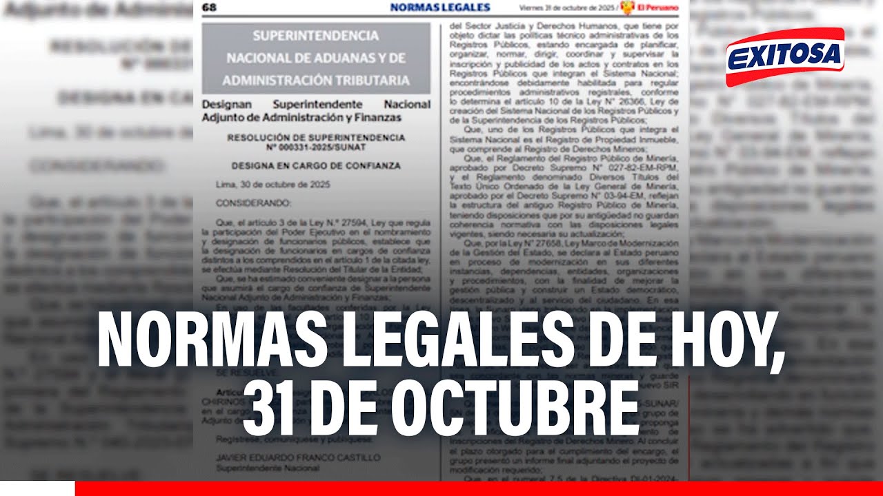 🔴🔵 El Peruano: Normas legales de hoy, 31 de octubre