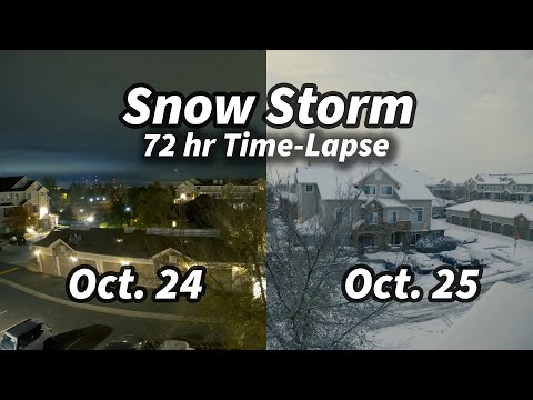 4K Time-lapse Snow Storm Oct. 25, 2020 Denver, CO. Snow fall to snow melt. 3 Days in 3 mins.