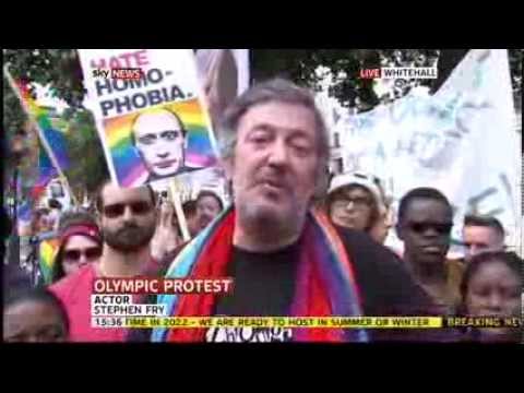 Sky News interview with Stephen Fry at protest in London
