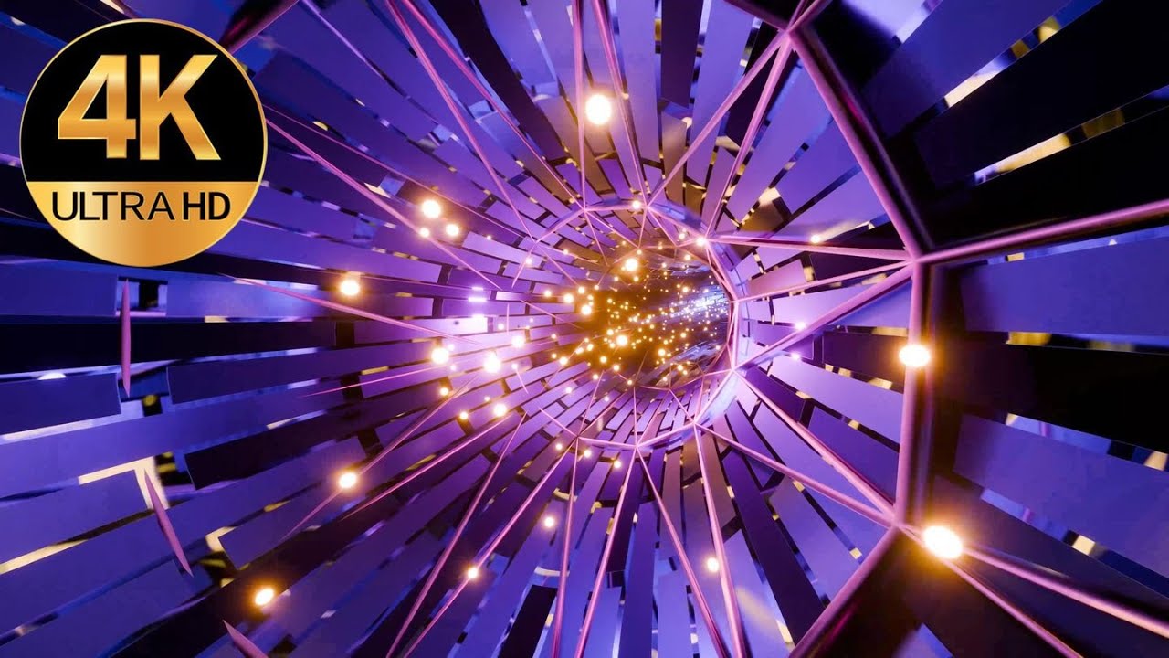 10 Hour 4k TV VJ Loop Metallic purple Relaxing Neon tunnel background video, no copyright, Abstract