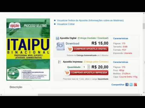 ITAIPU BINACIONAL PARANÁ CONCURSO PÚBLICO 2017 MATERIAL GRATUITO GRUPO APOIO EDITAL APOSTILA