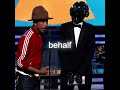 Daft Punk hilarious reaction to Grammy for Get Lucky #daftpunk #pharrell
