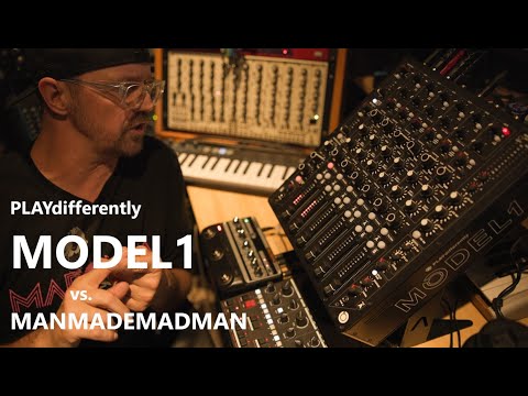 PLAYdifferently MODEL1 mixer vs. MANMADEMADMAN (drive, synths and drum machines, and using it LIVE)