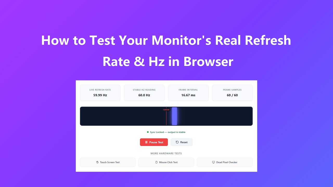 How to use Screen Refresh Rate Test - Video Tutorial