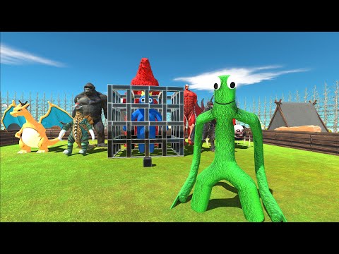 Rainbow Friends Green Rescue Rainbow Friends (Blue) DEATH RUN - Animal Revolt Battle Simulator