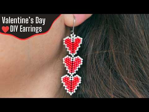 DIY Beaded Heart Earrings ❤️ Stunning Valentine’s Day Earrings!