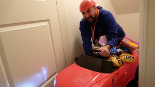 a lot of candy , big Lamborghini car