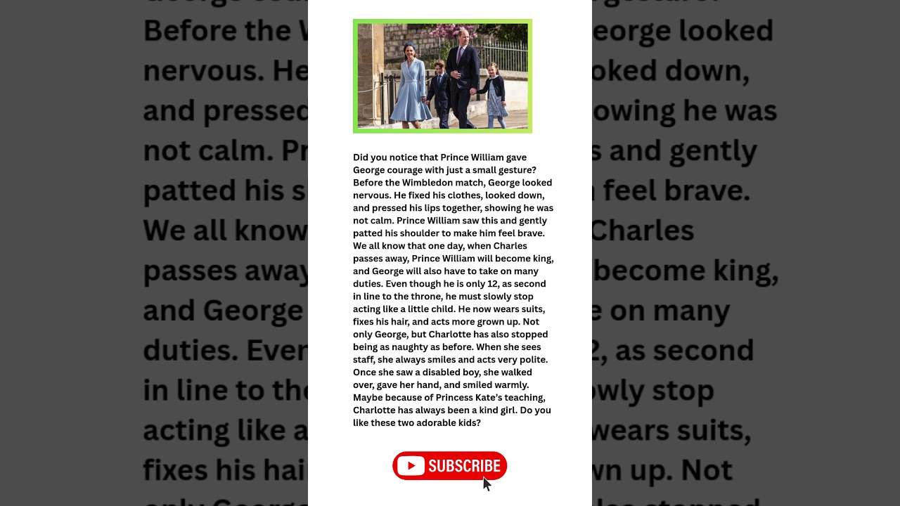 Prince William’s Touching Gesture Toward George & Charlotte 👀✨ #RoyalFamily”