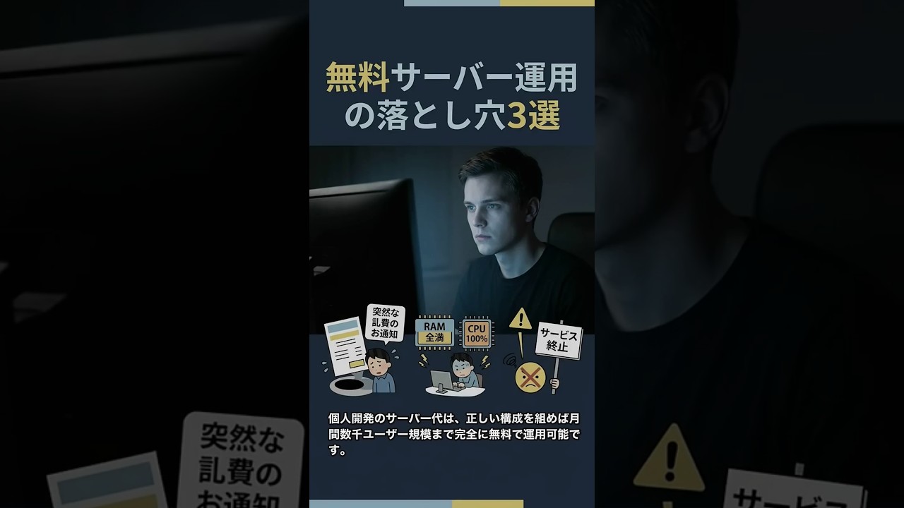 無料サーバー運用の落とし穴3選 #Shorts #個人開発 #サーバー #エンジニア