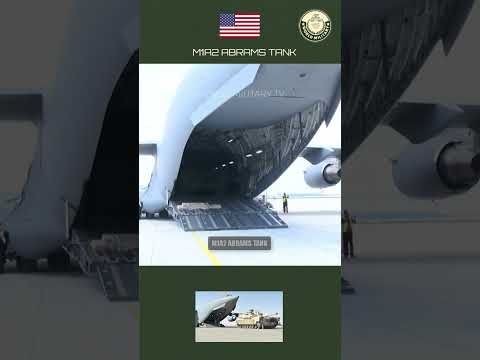 M1A2 Abrams tanks are transported on a C-17A transport plane #defence #military #shorts