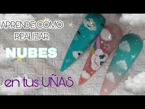 APRENDE cómo DIBUJAR NUBES☁️☁️EN TUS UÑAS Fácil y muy bonitas/#Nailart #uñasdecoradas