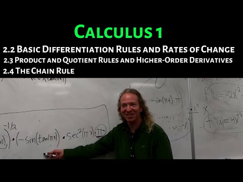 Calculus 1: Lecture 2.2, 2.3, 2.4 Differentiation, Rates of Change, Product, Quotient, Chain Rules