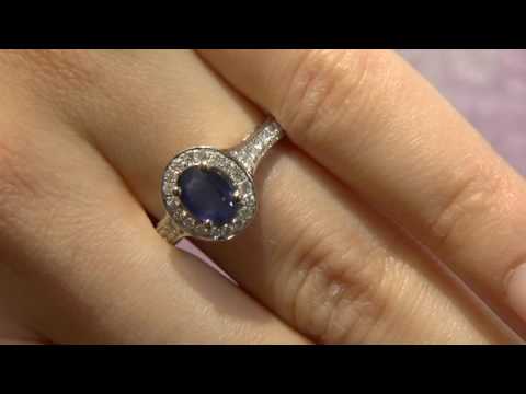CR1001 Sapphire and diamond halo ring