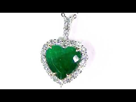 GIA Certified 4.58ct Heart Brilliant Cut Colombian Emerald and Diamond Pendant Necklace