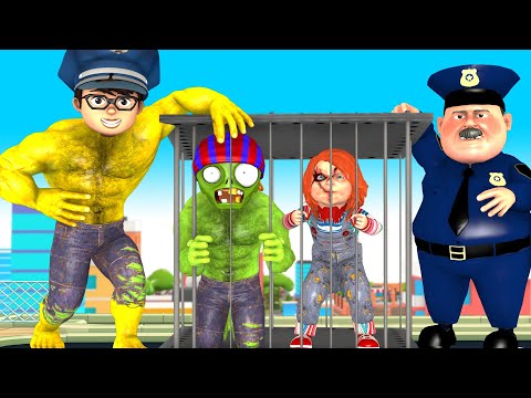 Good Nick became NickHulk Police Brave Help Police vs Chucky save Tani - Scary Teacher 3D story