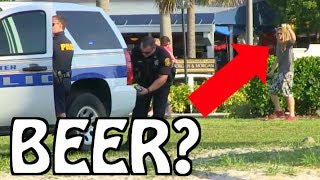 DISTURBING THE BEACH PRANKS!! PART 3! Giant Fake Joints, Beer & Cops