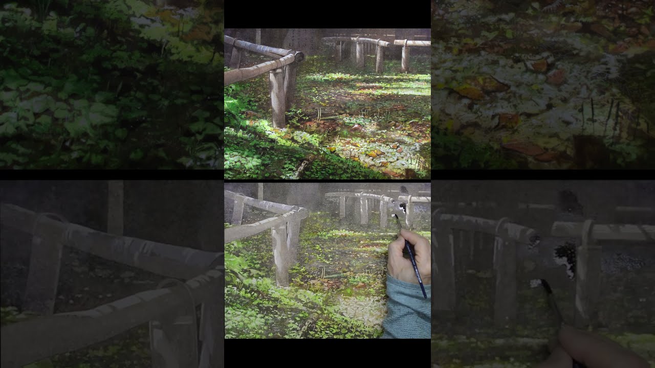 [水彩で描く、西日が差し込む落葉の公園] 水彩画　ショート動画　 Masato Watanabe #水彩メイキング #watercolor #水彩画 #painting