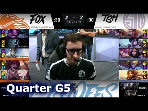 Echo Fox vs TSM | Game 5 Quarter Finals S8 NA LCS Summer 2018 | FOX vs TSM G5