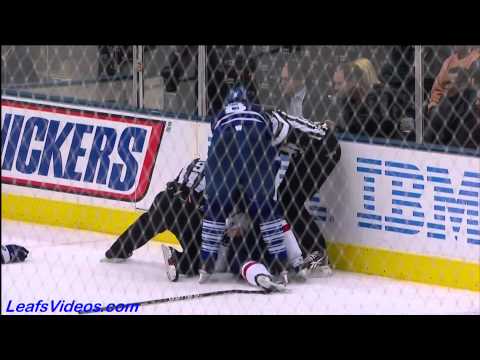 Capitals @ Maple Leafs - Chimera Huge Hit Fights Mike Komisarek - 110405