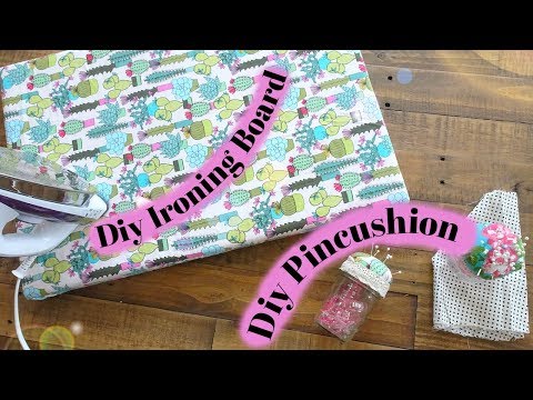 DIY Sewing Essentials using scrap fabric | Ironing Board and Mason Jar Pincushion