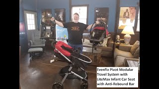 Evenflo Pivot Modular Travel System with LiteMax Infant Car Seat with Anti-Rebound Bar