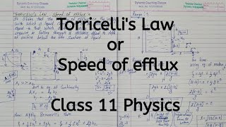 Speed of efflux | Torricellis Law | Chapter 9 | Mechanical Properties of Fluids | Class 11 Physics