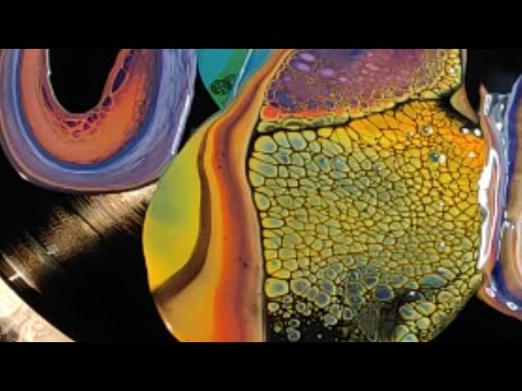 #12 Unexpected Results with Acrylic Paint Flip Cup, on an old Vinyl Record. 🌈Bright Colours🌈.