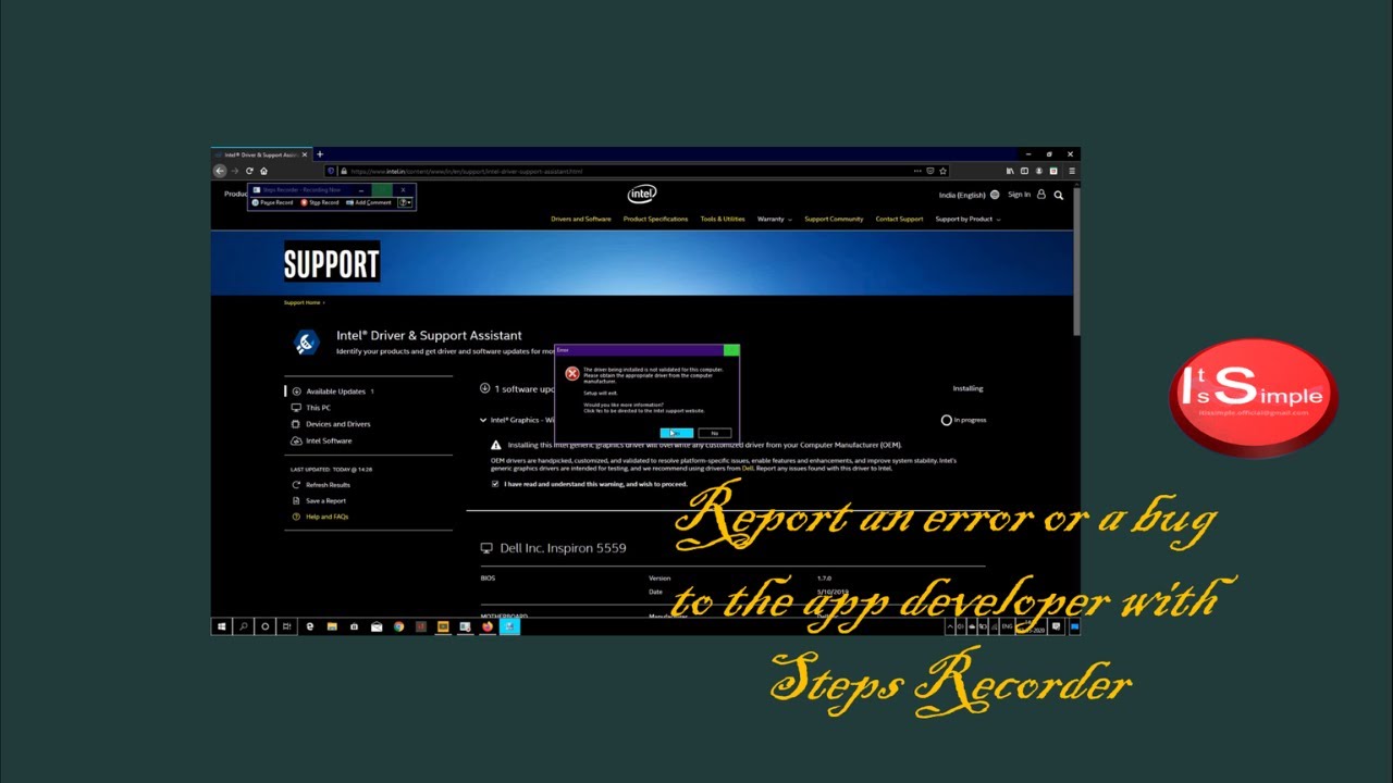 How to Report an error or a bug to the app developer with Steps Recorder