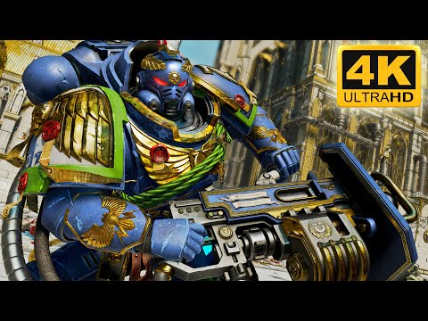HEAVY BOLTER GAMEPLAY - Ultramarines Champion vs CHAOS Invasion - Warhammer 40k Space Marine 2 (4K)