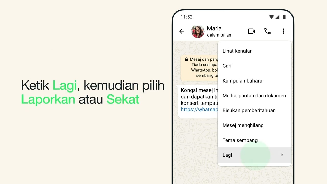 Cara melaporkan dan menyekat kenalan (Android) | WhatsApp