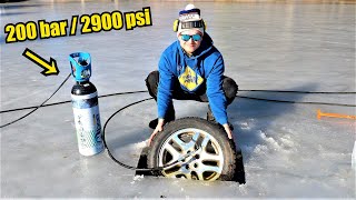 UNDER ICE Car Tire EXPLOSION! | Frozen Lake Experiment