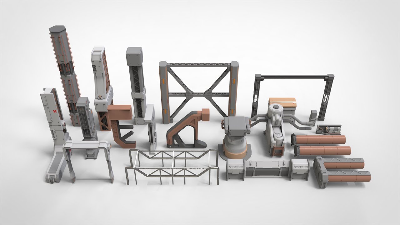 Sci-fi architecture kitbash 6 3D Model