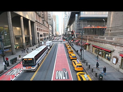 Empty and quiet streets of Manhattan during coronavirus outbreak in March 2020