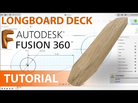 fusion 360 tutorial : Surface - Longboard (skateboard) deck