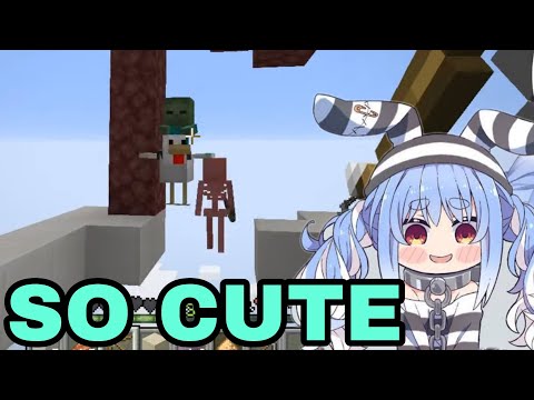 Hololive Cut - Pekora Got Amazed By Descending Zombie From Heaven | Minecraft [Hololive/Eng Sub]
