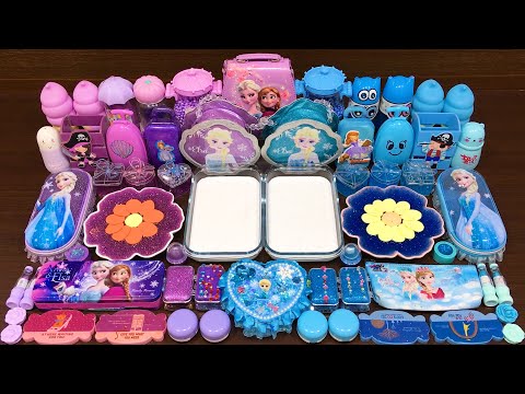 FROZEN PURPLE vs BLUE ! Mixing GLOSSY Slime with Many Things !! Satisfying Slime, ASMR Slime #262