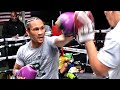 REGIS PROGRAIS LEFT HAND BOMBS ON THE PADS DURING WORKOUT FOR NEXT FIGHT!