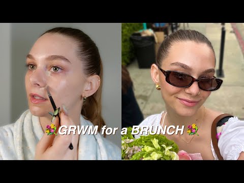 get ready with me for a business brunch | skincare, makeup, hair, & outfit