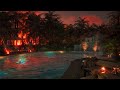 A Beautiful Golden Sunset By A Relaxing Private Pool Soothing Water Sounds Calming Waterfall
