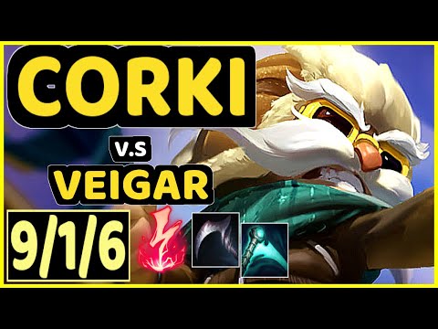 POWEROFEVIL (CORKI) vs VEIGAR - 9/1/6 KDA MID CHALLENGER GAMEPLAY - NA